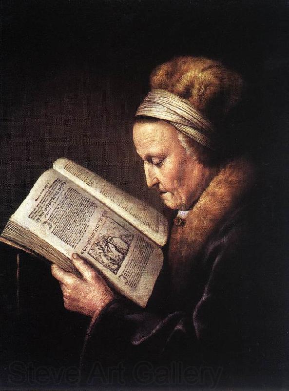 DOU, Gerrit Old Woman Reading a Bible dfg Spain oil painting art